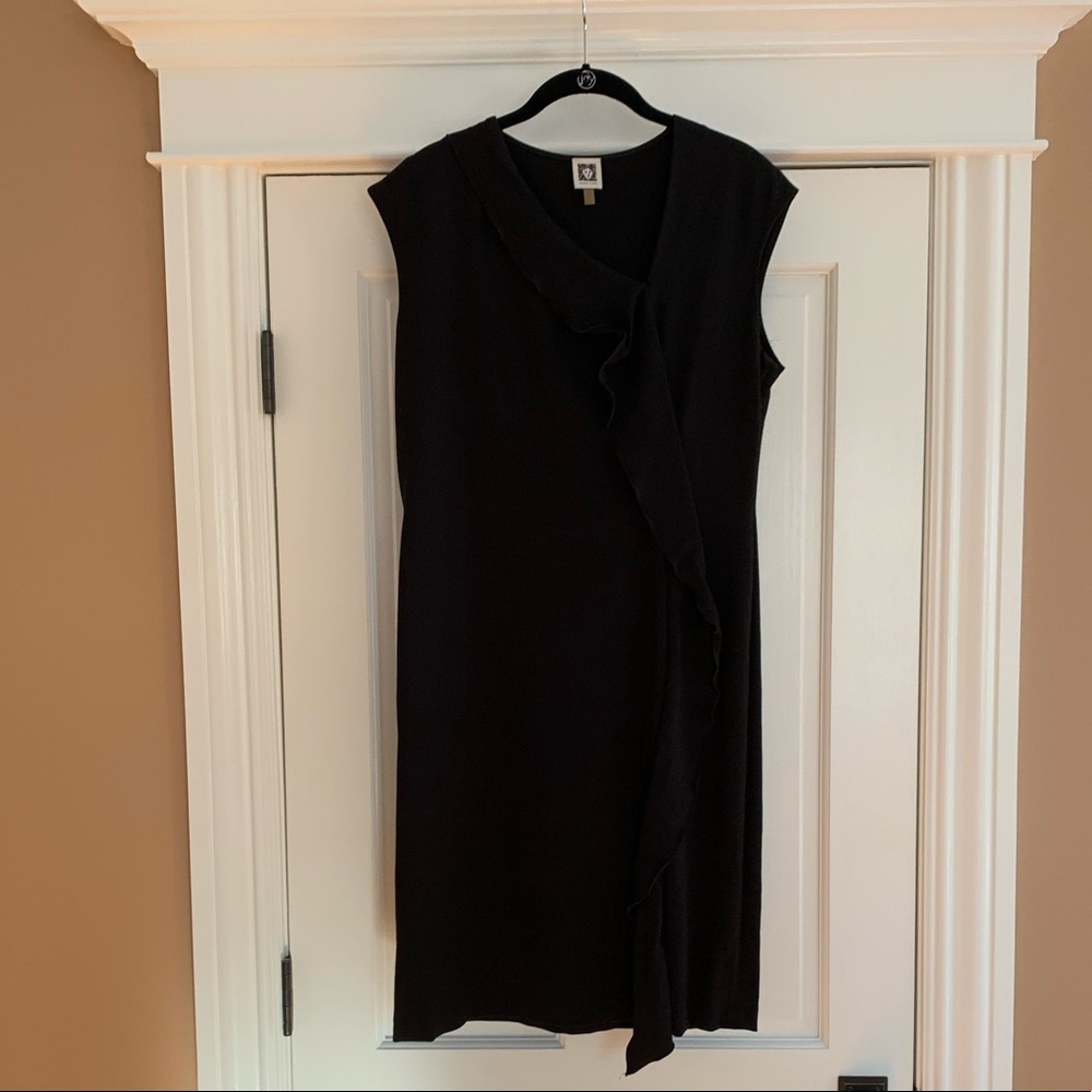 Anne Klein cotton jersey ruffle detail shift dress. Size L